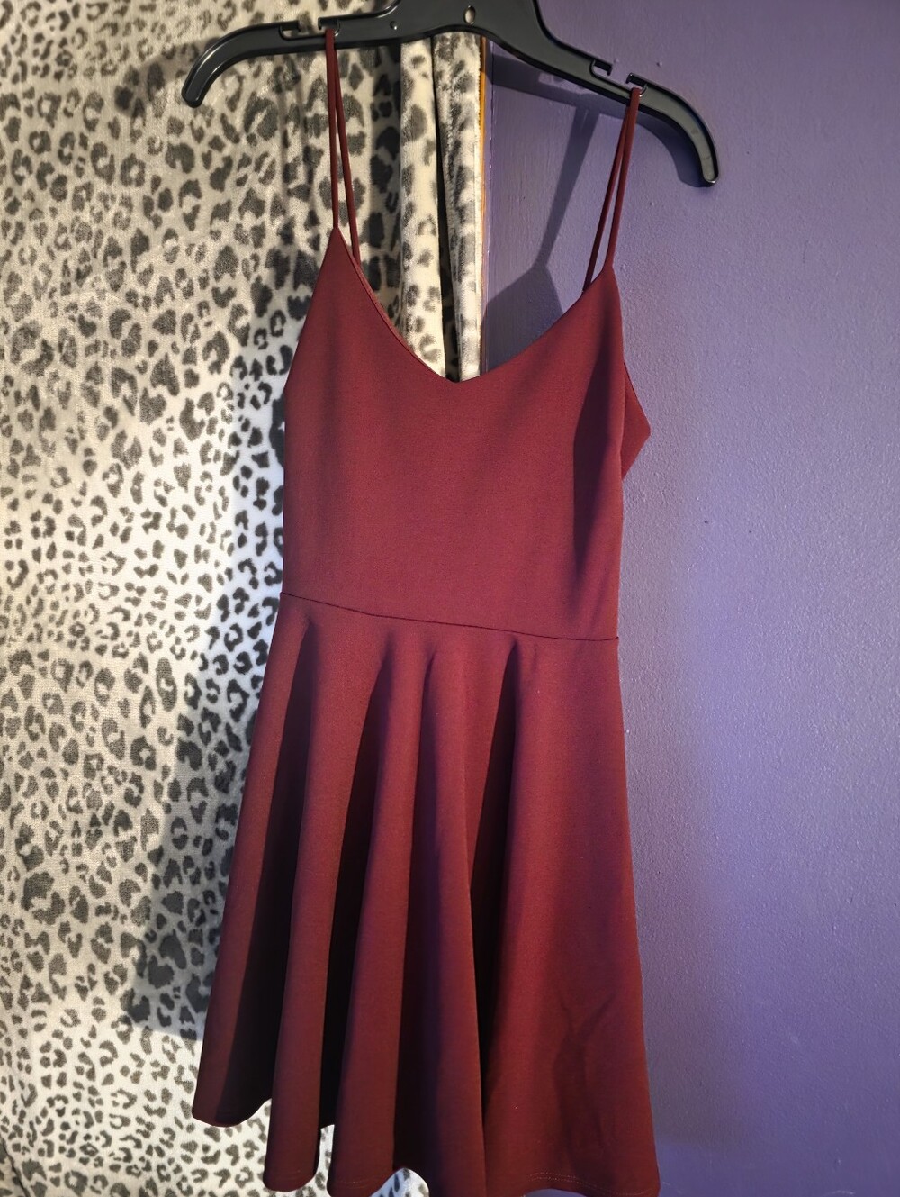 Windsor Burgundy Spaghetti-Strap Skater Dress